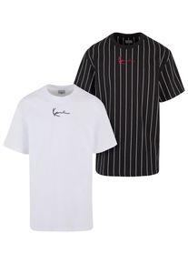 Karl Kani Herren T-Shirt "Karl Kani Herren KM222-101-1 KK 2-Pack Pinstripe + Essential Tee", schwarz-weiß, casual, Gr. L, bedruckt, 100% Baumwolle,