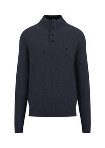Fynch-Hatton Herren Troyer, blau, casual, Gr. XL, unifarben, Strick, Obermaterial: 80% Wolle, 20% Polyamid, Pullover, mit Logo Stickerei