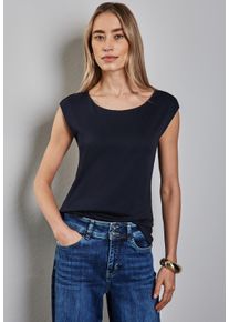 Street One Damen T-Shirt, blau, casual, Gr. 46, unifarben, Web, Stoff, 50% Baumwolle, 50% Modal, Shirts, im soften Baumwoll-Mix