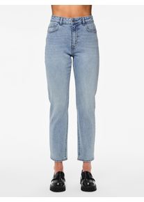 Pieces Damen High-waist-Jeans "PCBELLA HW TAP ANK JEANS LB302 NOOS", blau, modisch, Gr. 25, unifarben, Denim/Jeans, Obermaterial: 99% Baumwolle, 1%