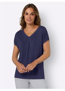 Classic Basics Damen V-Shirt "Shirt", blau, Gr. 44, unifarben, 95% Viskose, 5% Elasthan, Shirts