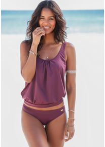 Lascana Damen Tankini-Top "Italy", rot, Gr. 38, unifarben, Microfaser, Polyamid, Microfaser, Bikini-Oberteile, in Oversize-Form