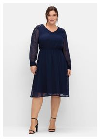 sheego Damen Cocktailkleid "Große Größen", blau, feminin, Gr. 42, unifarben, Obermaterial: 100% Polyester;Futter: 100% Polyester;Spitze: 100%