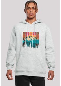 F4NT4STIC Herren Kapuzenpullover "Berg Sonnenuntergang Retro", grau, casual, Gr. XS, Obermaterial: 65% Baumwolle, 35% Polyester, Pullover, Premium
