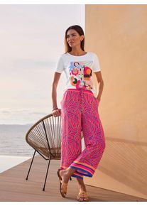 Heine Damen T-Shirt "Shirt", weiß, Gr. 42, gemustert, mehrfarbig, bedruckt, 95% Baumwolle, 5% Elasthan, Shirts