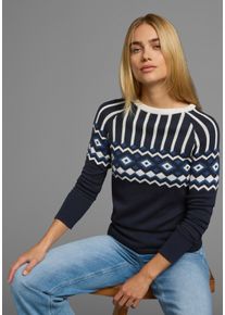 AJC Damen Jacquardpullover, weiß, casual, Gr. 40, Norwegermuster, Feinstrick, Obermaterial: 50% Baumwolle, 50% Polyacryl, Pullover, mit