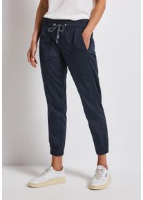 Street One Damen Stoffhose, blau, casual, Gr. 46, unifarben, Web, 97% Baumwolle, 3% Elasthan, Hosen, Elastikbund mit Tunnelzug