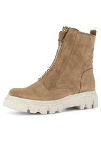 Gabor Damen Stiefelette, Gr. 39, braun, Veloursleder, unifarben, modisch, Schuhe, Plateau, Boots mit goldfarbenem Front-Reißverschluss