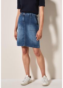 Cecil Damen Minirock, blau, casual, Gr. 32, unifarben, Web, 86% Baumwolle, 12% Polyester, 2% Elasthan, Röcke, aus Baumwolle mit Stretchanteil