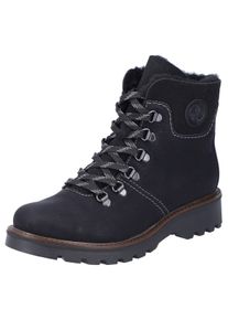 Rieker Damen Winterstiefelette, Gr. 42, schwarz, Nubuklederimitat, Textil, unifarben, casual, Schuhe, Schnürboots, Outdoorstiefelette,