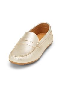 Marc O'Polo MARC O'POLO Damen Mokassin "aus Rindleder mit Metallic-Glanz", Gr. 39, beige, Obermaterial: 100% Leder, unifarben, casual, Schuhe