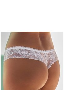 Lascana Damen String, Gr. 32, weiß, Spitze, Obermaterial: 88% Polyamid, 6% Elasthan, 6% Polyester, Unterhosen, rundum aus zarter Jacquardspitze mit