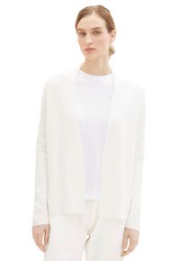 Tom Tailor Damen Cardigan, weiß, casual, Gr. M, unifarben, Strick, Obermaterial: 100% Baumwolle, Strickjacken, mit feiner Struktur
