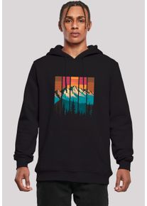 F4NT4STIC Herren Kapuzenpullover "Berg Sonnenuntergang Retro", schwarz, casual, Gr. XS, Obermaterial: 65% Baumwolle, 35% Polyester, Pullover, Premium