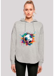 F4NT4STIC Damen Kapuzenpullover "Bunte Fußball Grafik", grau, casual, Gr. M, Obermaterial: 100% Baumwolle, Pullover, Premium Qualität