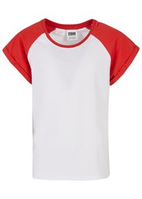Urban Classics Mädchen T-Shirt "Urban Classics Damen Girls Contrast Raglan Tee", weiß, casual, Gr. 158, mehrfarbig, 100% Baumwolle, Shirts