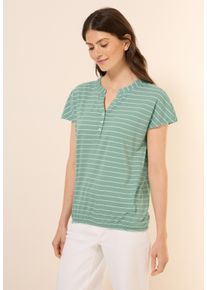 Cecil Damen T-Shirtmatcha grün, casual, Gr. XS, gestreift, Web, 100% Baumwolle, Shirts, mit Elastiksaum