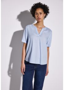 Street One Damen Shirtbluse, blau, casual, Gr. 36, unifarben, Stoff, 100% Viskose, Blusen, aus softer Viskose
