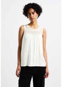 Street One Damen Rundhalsshirt, weiß, casual, Gr. 36, unifarben, Stoff, Vorderseite: 100% Viskose; Rückseite: 95% Viskose, 5% Elasthan, Shirts, mit