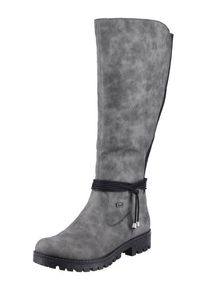 Rieker Damen Winterstiefel, Gr. 36, grau, Lederimitat, elegant, Schuhe, Langschaftstiefel, Stretch, Reißverschluss, mit Warmfutter