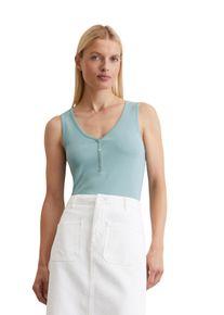 Marc O'Polo MARC O'POLO Damen T-Shirt "mit Knopfleiste"pure teal, casual, Gr. XXL, unifarben, Obermaterial: 97% Baumwolle, 3% Elasthan, Shirts