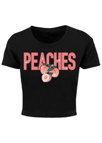MISS TEE Herren Kurzarmshirt "Miss Tee Damen Peaches Cropped Tee", schwarz, casual, Gr. L, unifarben, 100% Baumwolle, Shirts