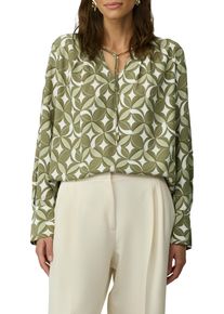 Damen Langarmbluse, grün, casual, Gr. 46, s.Oliver BLACK LABEL, bedruckt, Obermaterial: 100% Viskose, Blusen, mit Faltendetails