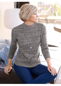 Classic Basics Damen Stehkragenpullover "Pullover", schwarz-weiß, Gr. 38, meliert, 77% Polyacryl, 23% Polyester, Pullover