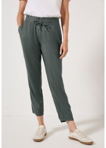 Cecil Damen Jogger Pantsschwarz balmy khaki, casual, Gr. XS, unifarben, Stoff, 100% Viskose , Hosen, im Feel Good Fit