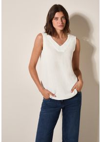 Cecil Damen Blusentop, weiß, casual, Gr. XXL, unifarben, Web, 100% Baumwolle, Blusen, aus reiner Baumwolle