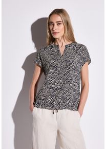 Street One Damen Kurzarmbluse, blau, casual, Gr. 34, bedruckt, Stoff, 100% Viskose, Blusen, aus softer Viskose