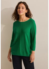 Cecil Damen Strickpullover, grün, casual, Gr. XS, unifarben, Web, 60% Baumwolle, 40% Viskose, Pullover, mit 3/4 Ärmeln