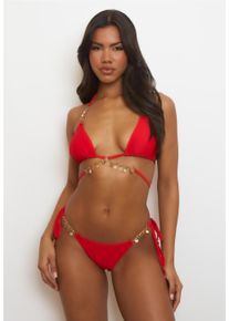 MODA MINX Damen Triangel-Bikini-Top "Valentina Coin", rot, Gr. S, unifarben, 82% Polyamid, 18% Elasthan, Bikini-Oberteile, mit funkelnden Anhängern