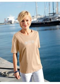 Casual Looks Damen Kurzarmshirt "Shirt", beige, Gr. 42, unifarben, bedruckt, gemustert, 100% Baumwolle, Shirts