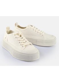 Buffalo Damen Sneaker "MADISON", Gr. 41, beige, Textil, sportlich, Schuhe, Freizeitsneaker, Halbschuh, Schnürschuh mit Memory Foam Fußbett