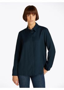 Tommy Hilfiger Damen Hemdbluse "SOFT VISCOSE REGULAR LS SHIRT", blau, casual, Gr. 40, unifarben, Web, Obermaterial: 100% Viskose, Blusen, in