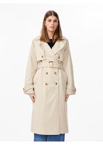 Y.A.S Damen Trenchcoat "YASTERONIMO TRENCH COAT NOOS", beige, modisch, Gr. L, unifarben, Web, Obermaterial: 98% Baumwolle, 2% Elasthan, Mäntel