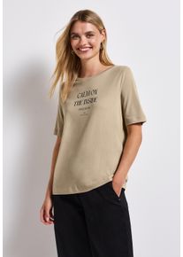 Street One Damen T-Shirtcoastal beige, casual, Gr. 38, bedruckt, Jersey, Obermaterial: 50% Baumwolle, 50% Modal, Shirts, mit Schriftzug