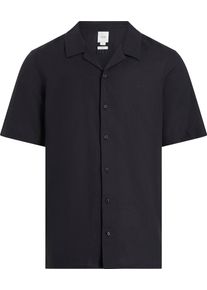 Herren Kurzarmhemd "BT_LINEN COTTON CUBAN S/S SHIRT", schwarz, casual, Gr. XXXL, CALVIN KLEIN BIG & TALL, unifarben, Web, Obermaterial: 60% Leinen,