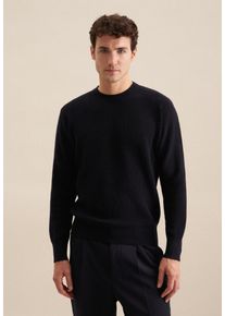 Seidensticker Herren Strickpullover, blau, Gr. XL, unifarben, 100% Baumwolle, Pullover, Rundhals Uni
