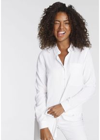 Tamaris Damen Hemdbluse, weiß, feminin, Gr. 34, Web, Obermaterial: 100% Viskose, Blusen, im Oversize-Look