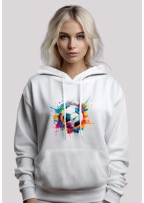 F4NT4STIC Damen Kapuzenpullover "Bunte Fußball Grafik", weiß, casual, Gr. XXL, Obermaterial: 65% Baumwolle, 35% Polyester, Pullover, Premium Qualität
