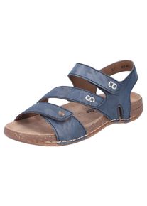 Rieker Damen Sandale, Gr. 40, blau, Leder, casual, Schuhe, Sommerschuh, Sandalette mit praktischen Klettverschlüssen