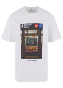 Herren T-Shirt "Upscale by Mister Tee Memory Lane Oversize Tee", weiß, casual, Gr. S, UPSCALE BY MISTER TEE, bedruckt, 100% Baumwolle, Shirts
