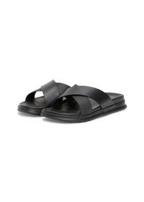 Tommy Hilfiger Herren Pantolette "D DENSITY HILFIGER LTH CC SAND", Gr. 42, schwarz, Glattleder, modisch, Schuhe, Sommerschuh, Schlupfschuh, Flats in