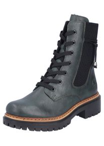 Rieker Damen Winterstiefelette, Gr. 40, grün, Lederimitat, sportlich, Schuhe, Schnürstiefelette, Blockabsatz, Chelseaboots mit Innenreißverschluss