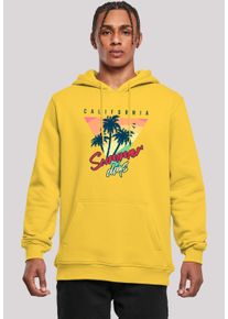 F4NT4STIC Herren Kapuzenpullover "California Palmen Retro", gelb, casual, Gr. XS, Obermaterial: 65% Baumwolle, 35% Polyester, Pullover, Premium