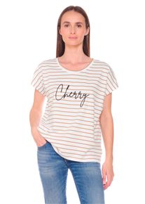 Damen T-Shirt "COTTARD", braun, casual, Gr. M, Le Temps Des Cerises, gestreift, 64% Modal, 36% Polyester, Shirts, mit stylischem Frontprint