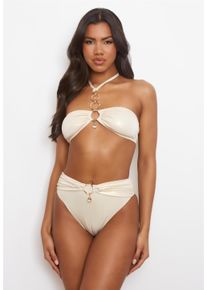 MODA MINX Damen Bikini-Hose "Kos Pendant", beige, Gr. L, unifarben, 92% Polyester, 8% Elasthan, Badehosen, im modischen Design