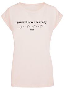 Merchcode Herren T-Shirt "Merchcode Damen Ladies Just Start T-Shirt", pink, casual, Gr. XL, bedruckt, 100% Baumwolle, Shirts